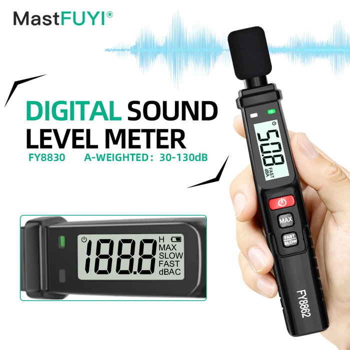 Digital Sound Level Meter (30–130 dB, A‑weighted) – Handheld Decibel Monitor