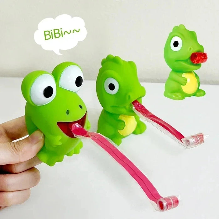 Pinch Frog & Dinosaur Tongue-Out Sensory Fidget Toy – Funny Stress-Relief Gift for Kids & Cats