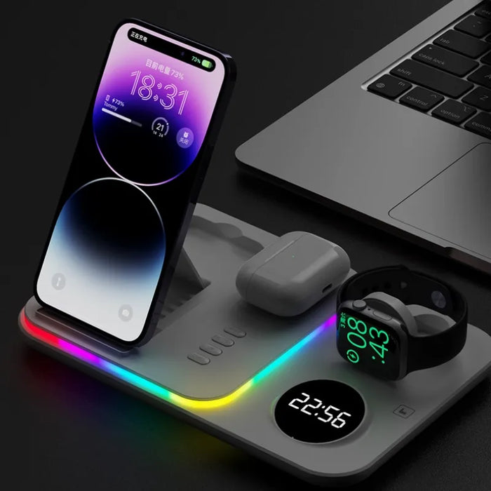 Professional 5 In 1 Wireless Fast Charger Dock - Universal Charging Station for Apple Watch, Galaxy Watch, iPhone, Samsung S23 Fold 4 - Ideal for Tech Lovers Juggling Multiple Devices
