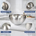 TastyWay Stainless Steel Bowls — S, M, L Vintage Silver Mixing & Serving Set