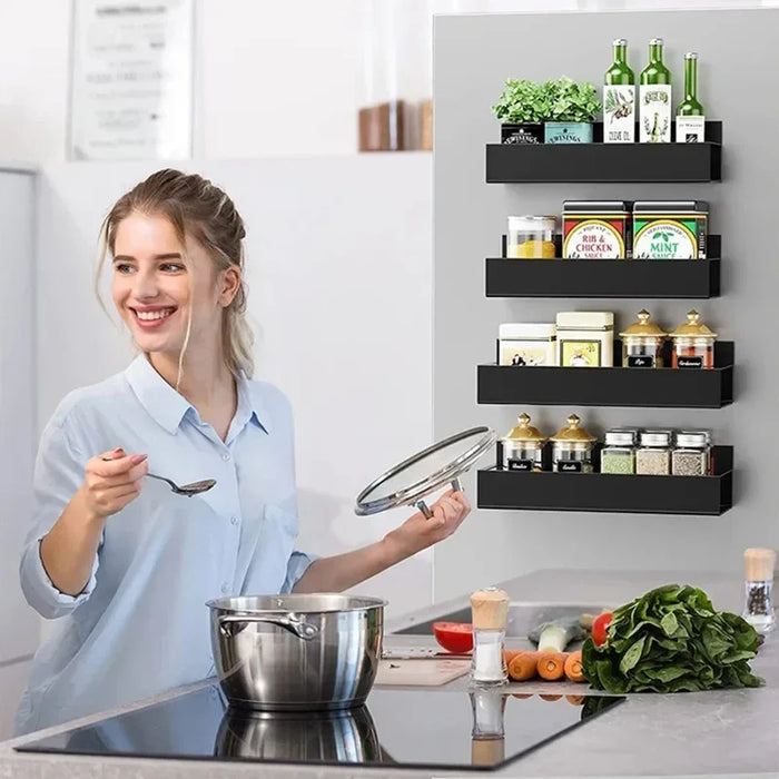 Magnetic Fridge Spice Shelf — Hanging Space-Saving Kitchen Storage Rack