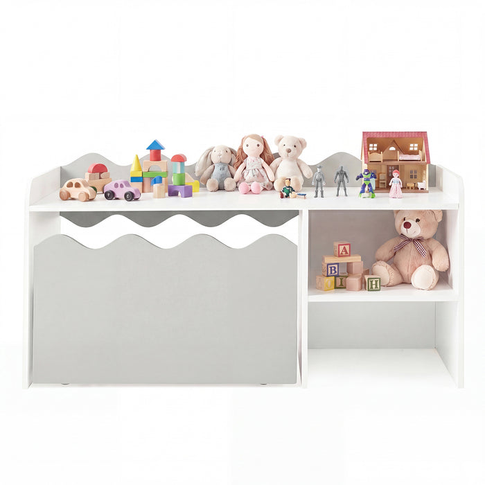 Scalloped Kids Bookshelf with Movable Drawer and Anti-Toppling Kit for Playroom-Pink