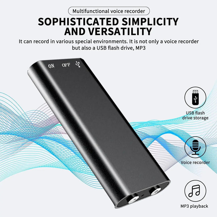 Mini Ultra-slim Voice Recorder (4–64GB) — Voice-Activated, MP3 Player