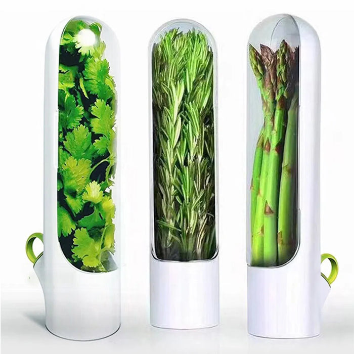 Herb Saver Storage Container - Fresh Herb Keeper and Vanilla Vegetables Preservation Bottle for Refrigerator - Ideal Kitchen Gadgets for Freshness Preservation