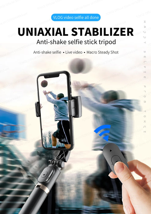 Q08 Handheld Gimbal Stabiliser & Selfie Stick with Bluetooth Remote for Smartphones