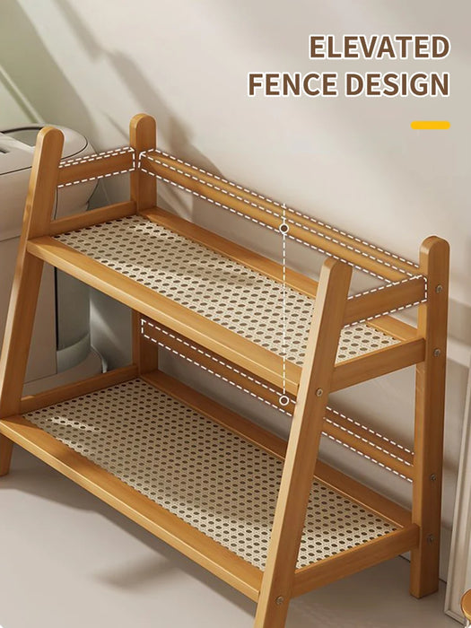2-Tier Bamboo Spice Rack - Foldable Kitchen Counter & Cupboard Organiser