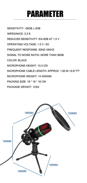 USB Condenser Microphone for PC & Laptop — Streaming, Podcasts, Gaming, Vocals