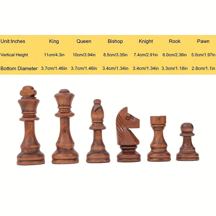 Wooden 32-Piece Chess Set — King 110mm with Leather Board, Gift for Teens & Adults