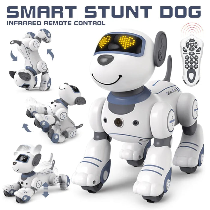 RC Robot Electronic Stunt Dog - Voice Command, Programmable, Touch-Sense, Music Song Features - Ideal Entertaining and Educational Toy for Children