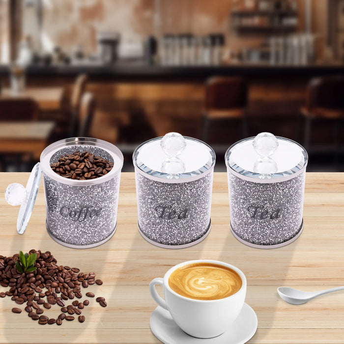 3-Piece Glass Canister Set with Stainless Steel Lids — Airtight Food Storage (10 x 14cm)