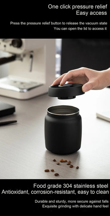 Stainless Steel Vacuum Canister — Sealed Storage for Coffee & Tea