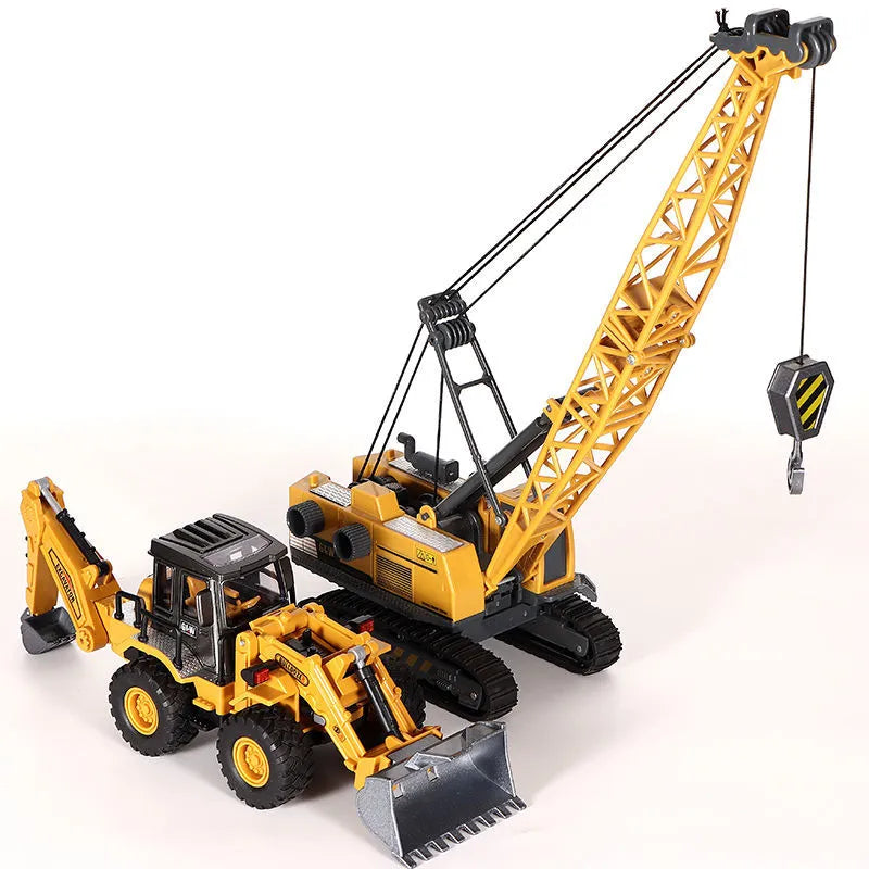 Alloy Tractor Toy Collection - Bulldozer, Excavator, Miniature Crane Truck Diecast Model - Ideal Engineering Vehicle Gift for Boys and Farm-Loving Children