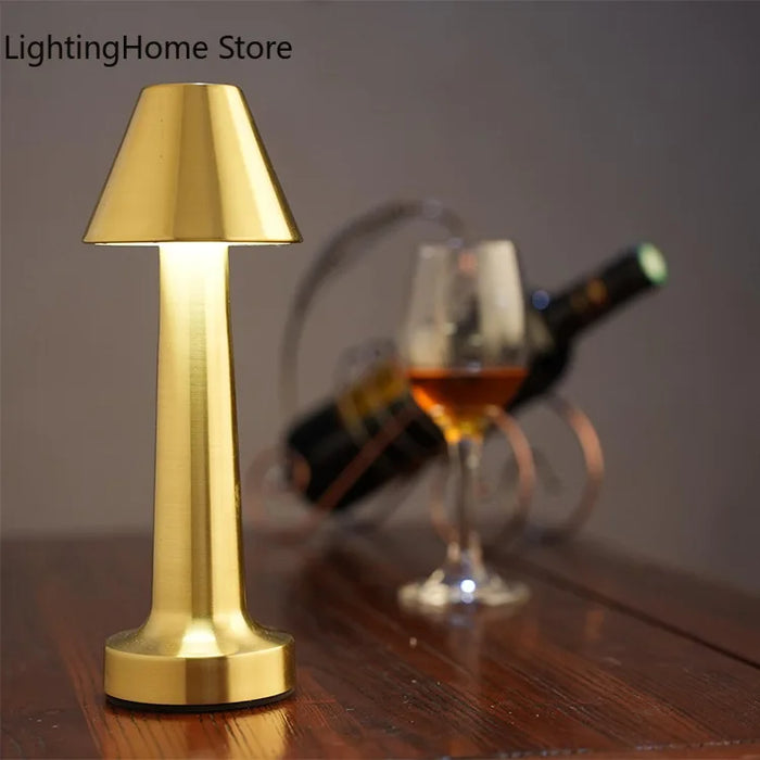 Retro LED Table Lamp - Rechargeable, Touch Sensor, Wireless Night Light for Bar & Coffee Table - Ideal for Restaurant and Living Room Decor Lighting