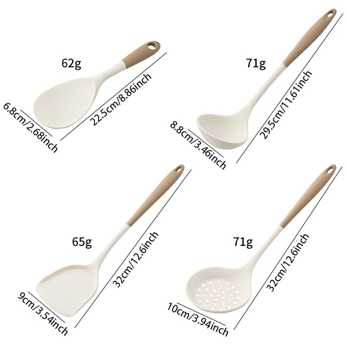 4-piece Silicone Kitchen Utensil Set — Pot Shovel, Slotted Spoon, Soup Spoon & Ladle