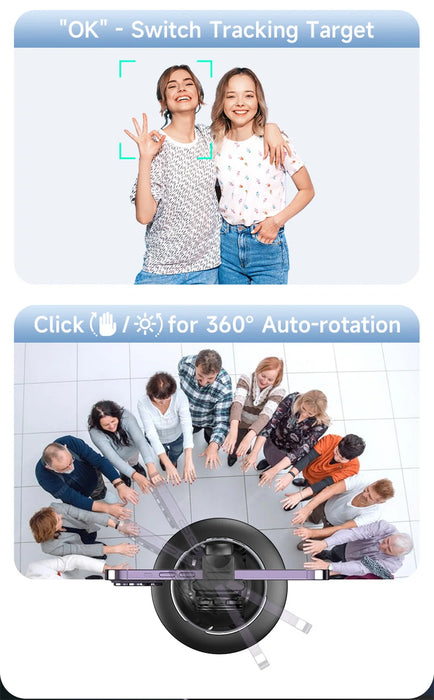 P03 AI 360° Face‑Tracking Selfie Gimbal with Light — Universal Smartphone Stabiliser