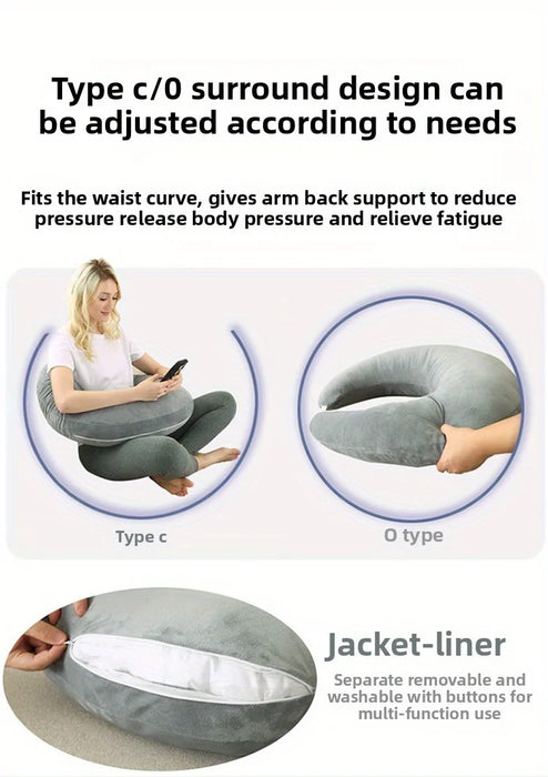U‑Shape Reading & Gaming Cushion — Crochet Tatting Arm Support for TV, Desk & Travel
