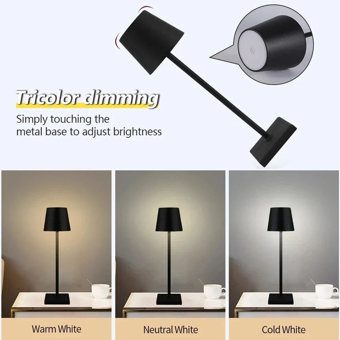 USB Rechargeable LED Desk Lamp - Wireless Touch Table Lamps for Bars, Restaurants and Hotels, Waterproof Design - Ideal Lighting Solution for Bedrooms and Comfortable Ambiance Creation