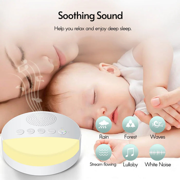 Baby White Noise Machine — USB Rechargeable Sleep Sound Player with Timer & Night Light