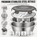 4-in-1 Stainless Steel Mixing Bowl Set – Grater Lid, Colander & Airtight Cover (Stovetop Safe)