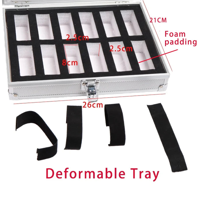 Aluminium-Frame Watch Storage Box — 6 / 12 / 24 Slot Display Case