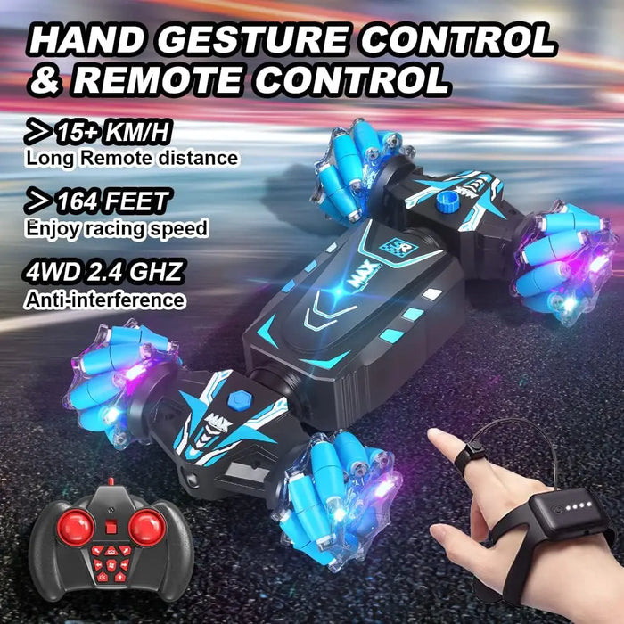 4WD Gesture Controlled RC Stunt Car - Off-Road Vehicle with Spray Lights and Music Feature - Perfect for Kids and Adults as a Gift Item