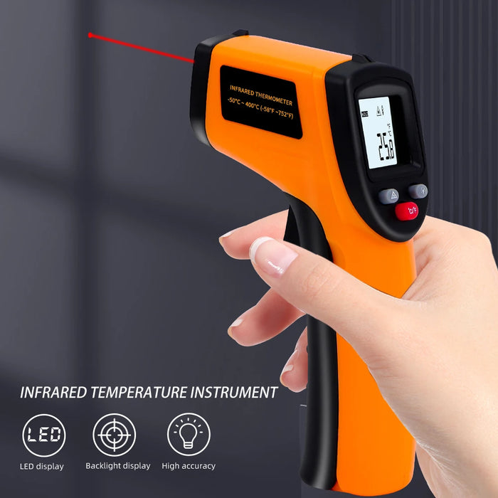 Infrared Thermometer, Digital Pyrometer, Non-Contact Laser, -50~400 ℃ IR Laser Temp Meter, Industrial Pyrometer - Ideal for Professionals Requiring Accurate Temperature Measurements