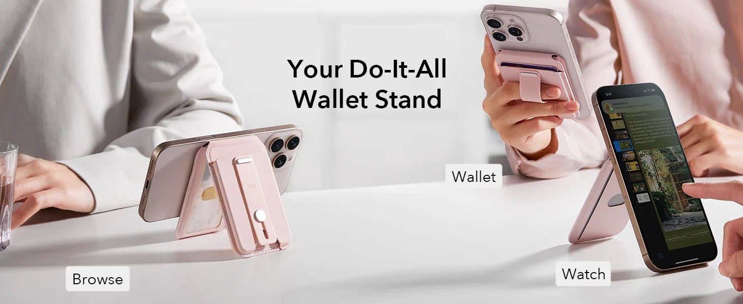MagSafe Wallet for iPhone 17/16/15/14/13 — 5-Card Holder with Adjustable Magnetic Stand