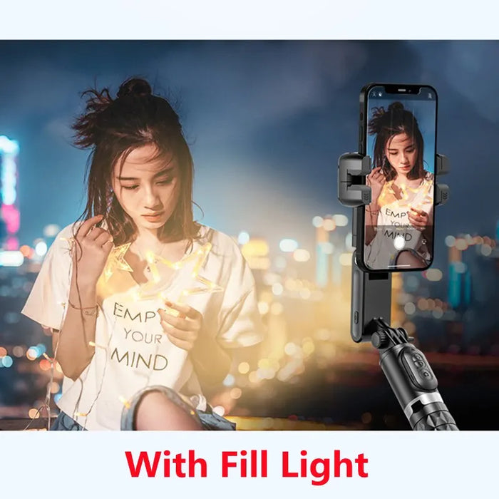 Q18 360° Follow-Tracking Gimbal — Selfie Stick Tripod with Fill Light for iPhone & Smartphones