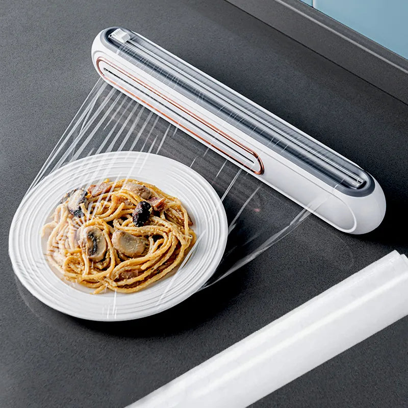 Magnetic Refillable Wrap Dispenser With Cutter - Kitchen Tool for Plastic Wrap, Tin Aluminum Foil, Film Wrap - Ideal for Efficient Food Storage and Easy Cutting