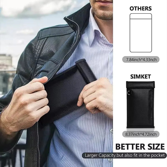RFID & RF Signal Blocking Faraday Pouch — Waterproof, Fireproof Phone and Key Shield