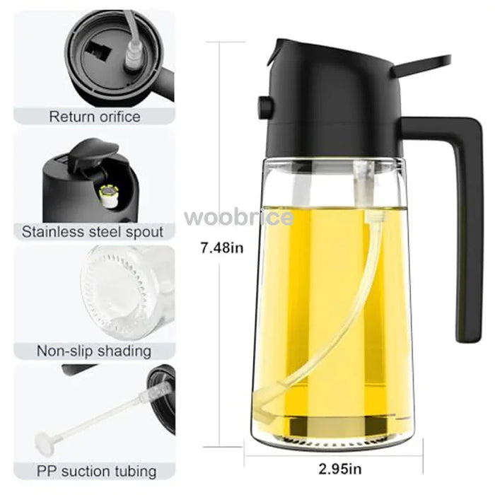 500ml Oil Spray Bottle & Cruet – Refillable Oil Dispenser for Kitchen and BBQ