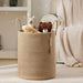 Large Tall Foldable Woven Storage Basket — Cotton-Rope Laundry Hamper