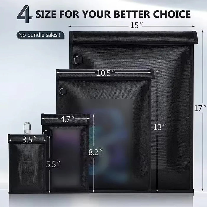 RFID & RF Signal Blocking Faraday Pouch — Waterproof, Fireproof Phone and Key Shield