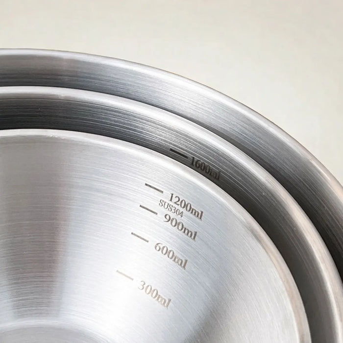 304 Stainless Steel Mixing & Salad Bowl with Measuring Lines — Large Capacity
