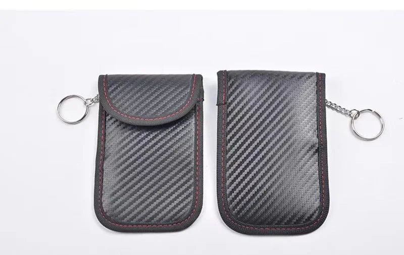 Car Key Signal Blocking Pouch Carbon Fibre RFID Faraday Case — Black