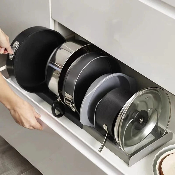 7‑Grid Telescopic Pot Rack – Adjustable Pots, Pans & Lid Organiser