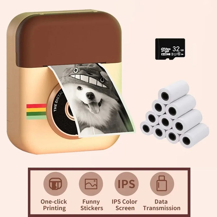 Instant Kids Printing Camera - Mini Digital Camera, HD Video Recording, Dual Lens, Thermal Photo Paper Feature - Ideal Birthday Gift for Boys and Girls