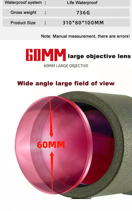 25–75x60 Spotting Scope — 60mm FMC, BAK4 Prism, Nitrogen-Filled with Tripod & Smartphone Adapter