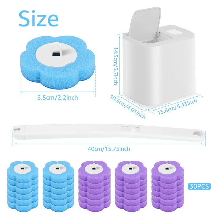 Disposable Toilet Brush Kit – Long Handle, Wall‑mount Holder & Replaceable Heads