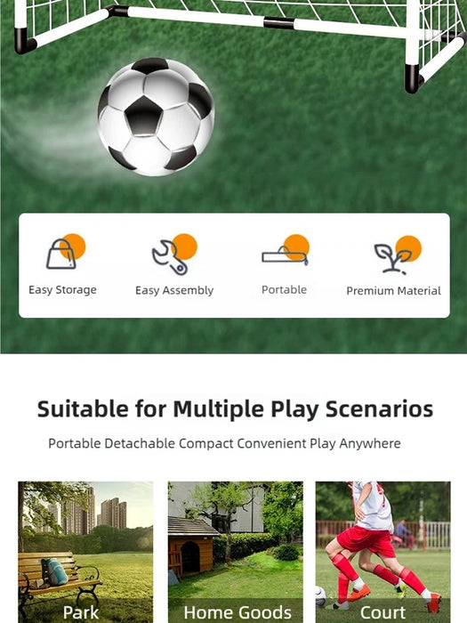 Foldable Children's Football Goal with Pump & Ball – Portable Soccer Set