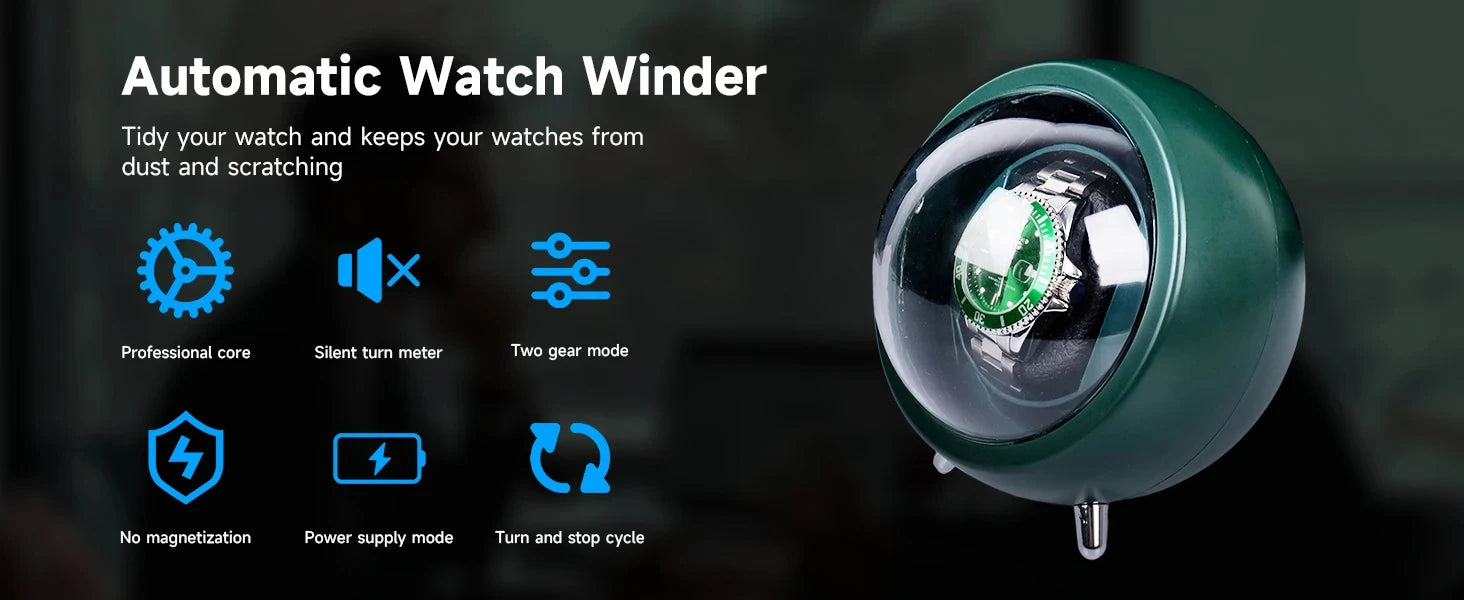 USB Motor Watch Winder Box for Automatic Watches — Rotating Display