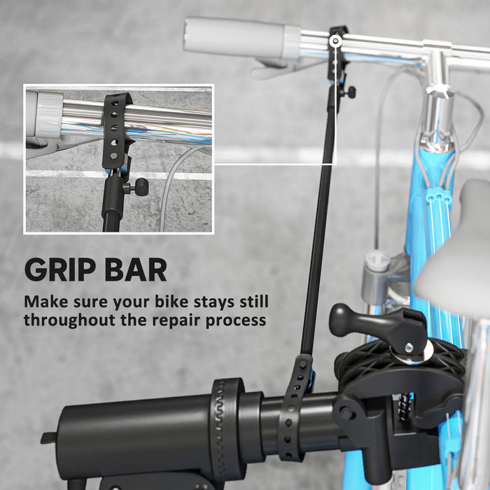 HOMCOM Bike Repair Stand, Heavy Duty Bike Stand for Maintenance, Max Load 40kg, Height Adjustable, Foldable and 360° Rotatable for Road Bike, Mountain Bike, E-Bike