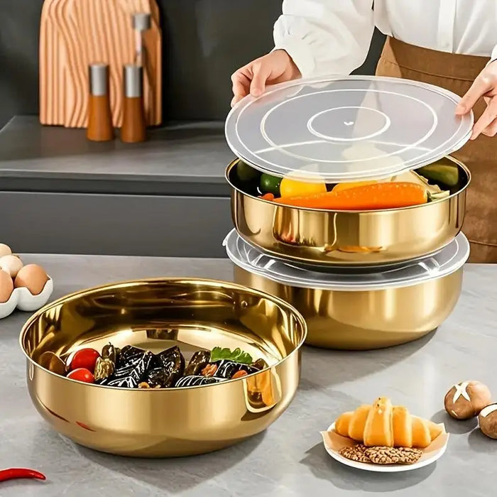 Stainless Steel Mixing Bowl with Lid — Heavy-Duty, Dishwasher-Safe
