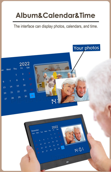 7/10.1-inch Wi‑Fi Calendar Photo Frame — Dementia Clock with Weather & Reminders