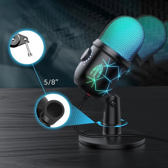 USB Condenser Microphone V5 for Streaming, Karaoke & Gaming – Noise‑Cancelling Tabletop with Phone Stand