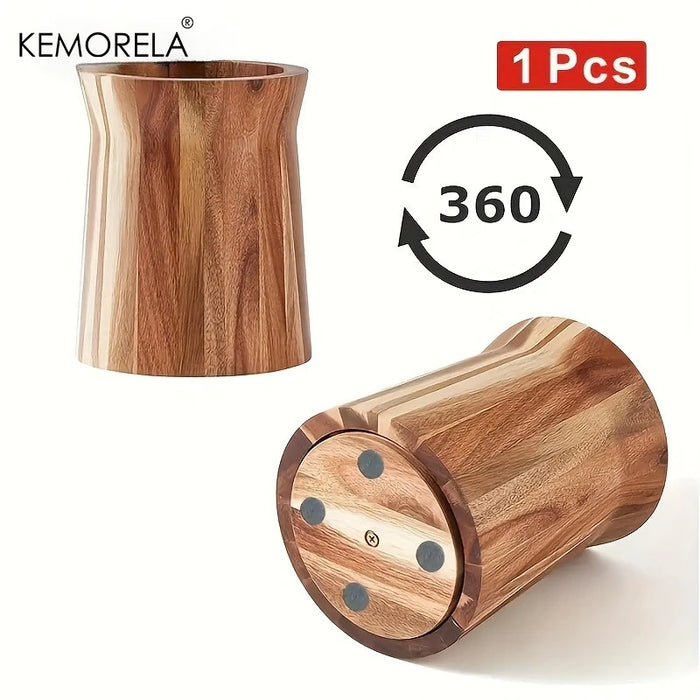 360-Degree Rotating Wooden Utensil Holder - Countertop Organiser for Spoons, Spatulas and Ladles