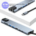 USB‑C 8‑in‑1 Hub — HDMI 4K@30Hz, 100W PD, RJ45 100Mbps, Dual SD/TF, USB 3.0