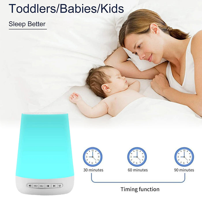 MBZ085 White Noise Machine for Babies — 28 Soothing Sounds, Colour Night Light, Rechargeable