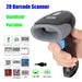 U20 Bluetooth & Wired 2D Barcode Scanner — Portable Handheld 1D/2D QR Reader