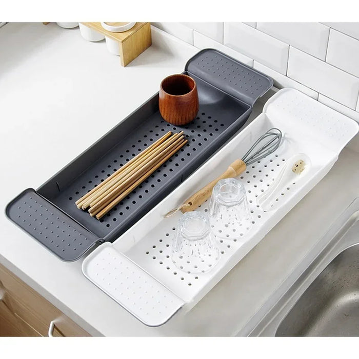 Extendable Bathtub Shelf Tray — Shower Caddy, Book & Towel Holder